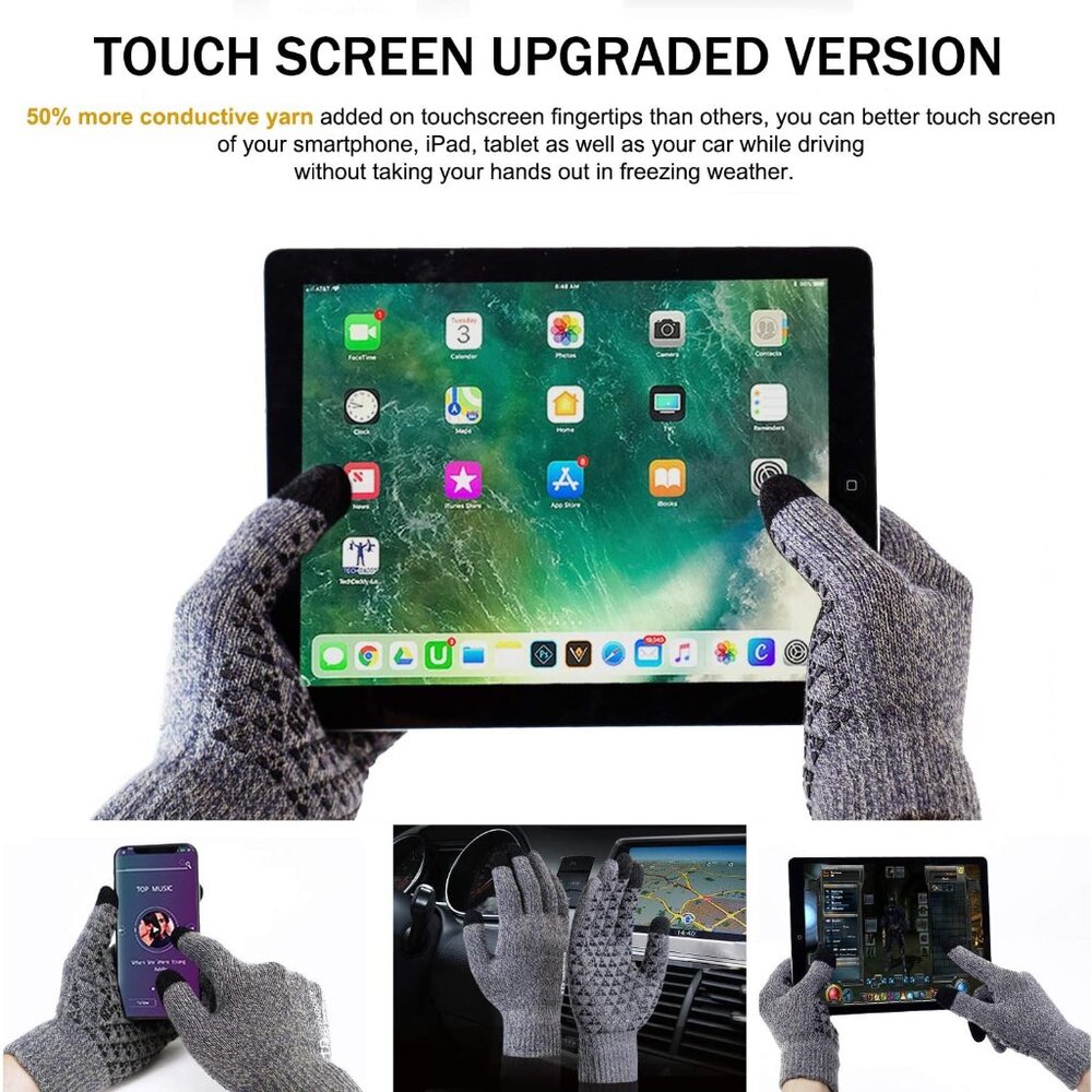 Winter Gloves for Men Women - Upgraded Touch Screen Cold Weather Thermal Warm Kn - Picture 2 of 6
